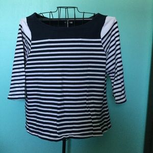 Navy and White Striped Tee